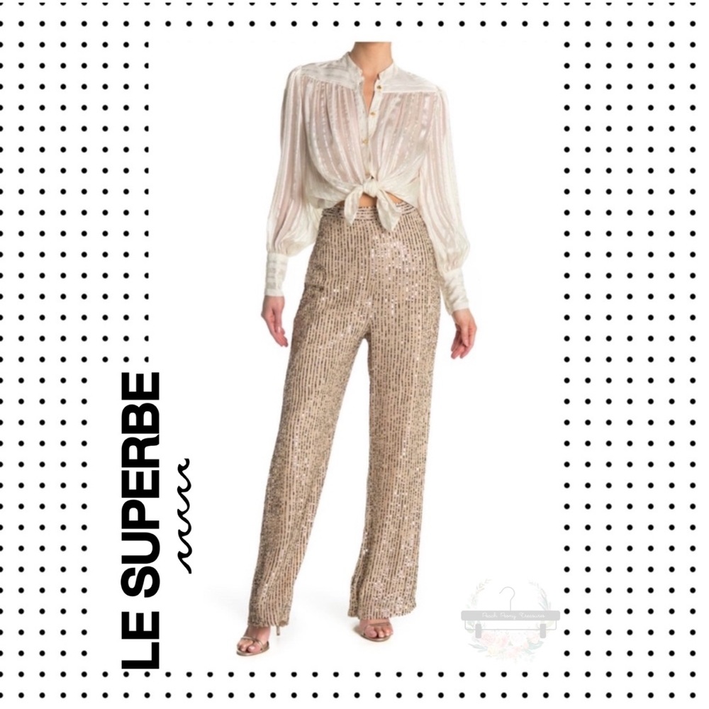NWT Le Superbe - Bianca Sequin Trousers Pants 6